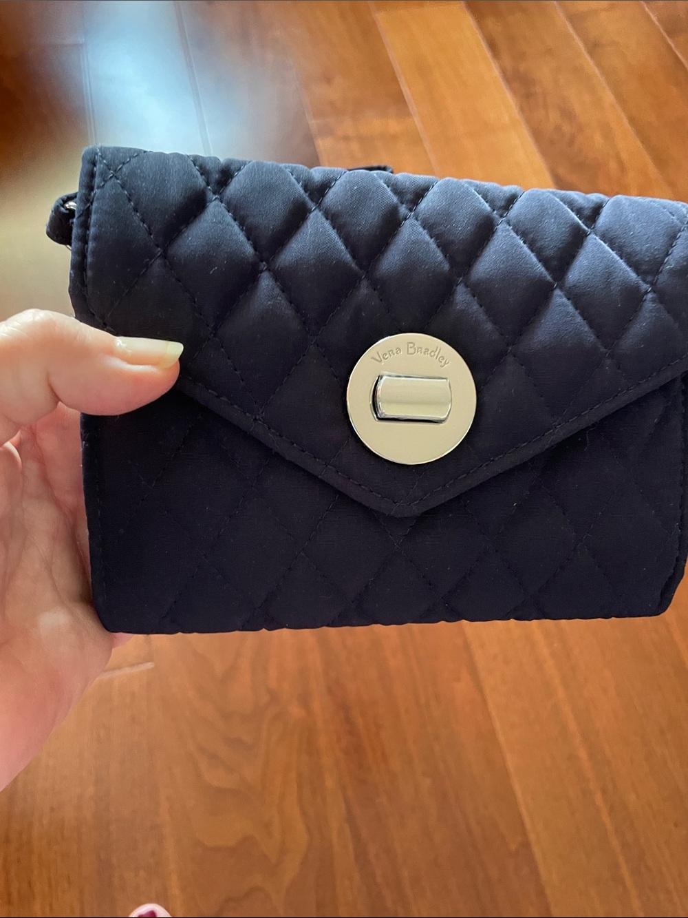 Vera Bradley Quilted Black Envelope Wristlet Wallet NWT great to carry alone